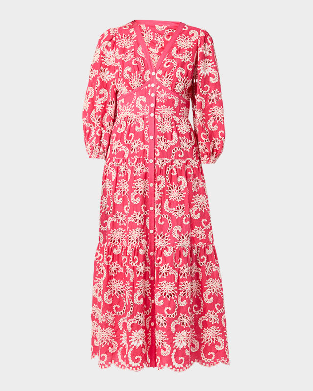 Sicily Tiered Eyelet-Embroidered Midi Dress